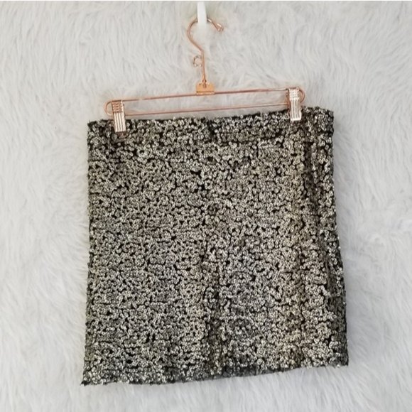 Native Rose For LF Gold Sequin Kesha Shimmer Mini Skirt Women's Size 8 - Picture 2 of 8